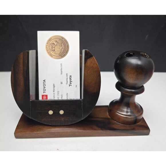 Rosewood Business Card and Pen Holder Desktop Set Kamagong Handmade Philippines - Picture 2 of 12